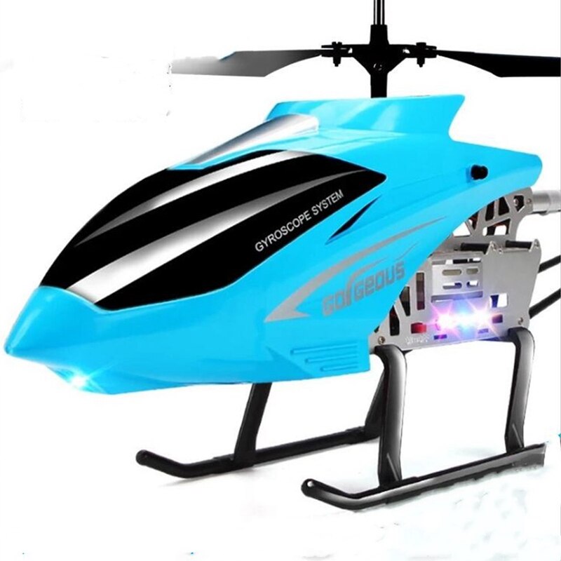 80CM Large Big 3.5CH Metal Frame Gyro With LED lights 2.4Ghz Radio Remote Control Electric RC Helicoper Kids Children Toys: Blue