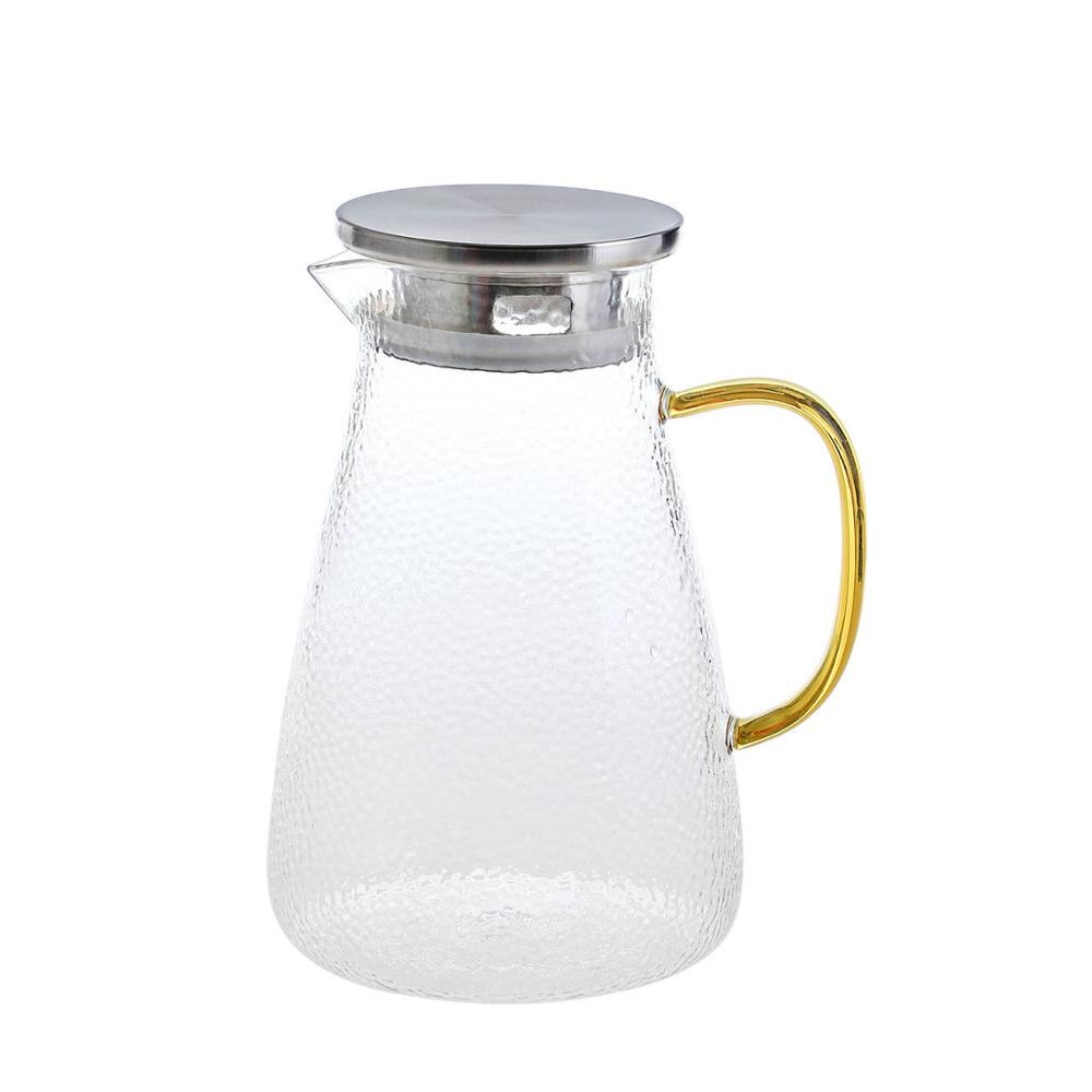 1.5l/2l genomskinligt glas vattenkanna kanna värmetålig karaff saft tekanna vattenkokare kanna med rostfritt stål lock: 1.5l