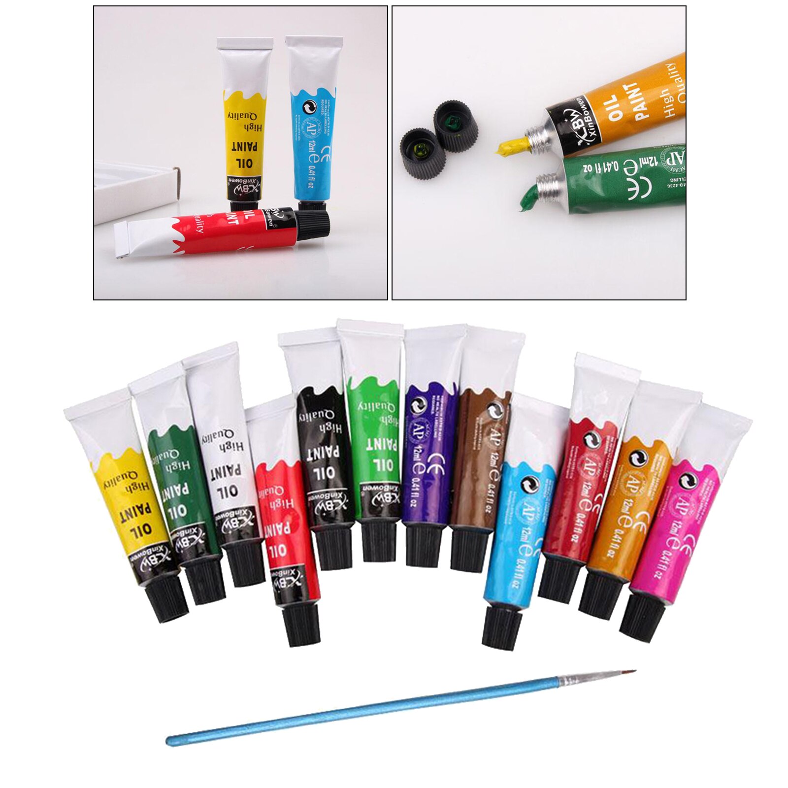 Juego de tubos de pintura al óleo, 12 piezas, pigmento de pintura, Paisaje en lienzo, cepillo, herramientas, 12ml