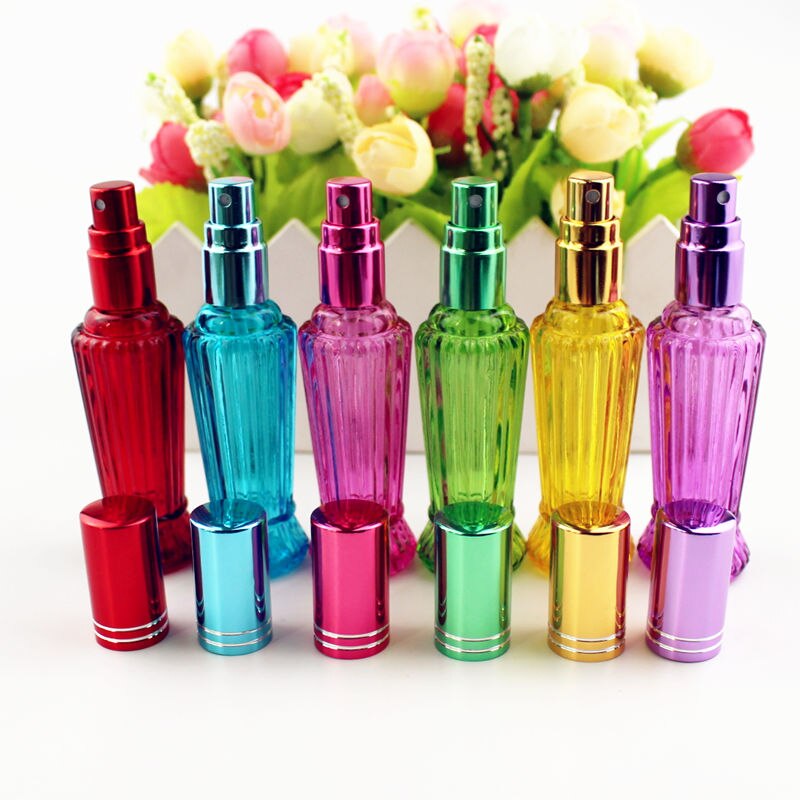 10 stuks/partij 15ml kleurrijke glazen parfumflesjes dikke mini lege geur cosmetische verpakking sprayfles hervulbare glazen flesjes