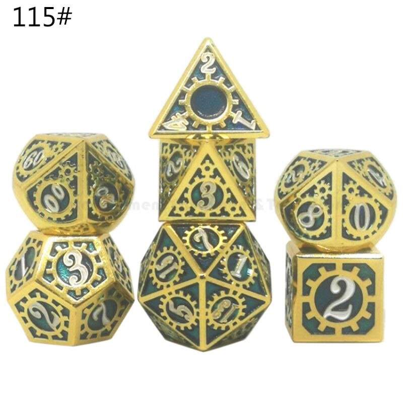 Jeu de dés en métal jeu de dés polyèdre en métal jeux de rôle RPG mdn jeu de société D4 D6 D8 D10 D12 D20 pour D & D: Type 115