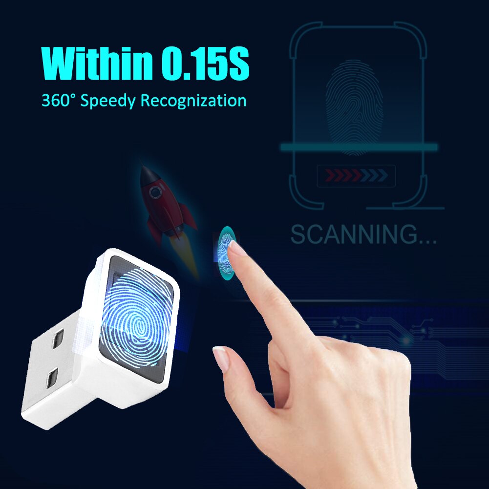USB Fingerprint Reader for Windows10 Fingerprint Scanner Fingerprint Sensor Multi Finger360 Degree Touch Speedy Matching Laptop