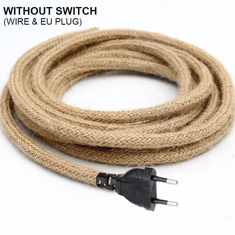Genixgreen DIY Cable trenzado Base de lámpara cuerda Cable eléctrico 2 núcleos 2M 3M E27 enchufe de la UE enchufe de plástico Vintage ON OFF Cable de interruptor: Gris / 2G11