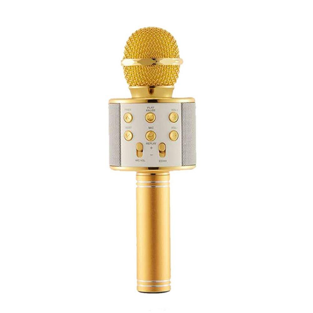 Micrófono de Karaoke nacional portátil, teléfono móvil, Karaoke, micrófono condensador inalámbrico, máquina de Audio: 858 Tyrant Gold