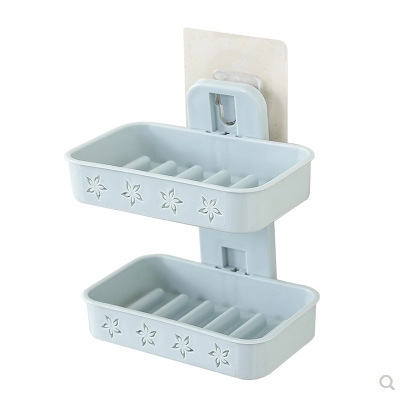 Soap Dishes Bathroom Shower Soap Box Soap Holder Double layer Soap Holder Plate Tray Bathroom rack: blue-NY0345