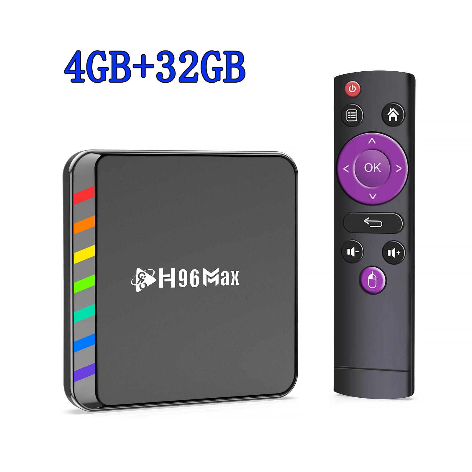 Smart TV Box Android 11 S905W2 4GB 32GB 64GB AV1 Quad Core WIFI6 4K H96 Max W2 Set Top Box lettore multimediale TV Box: Rosa / Spina di ue