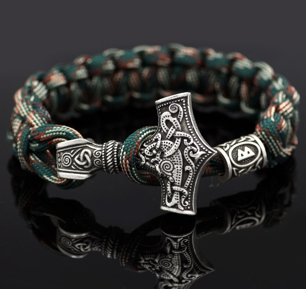Marteau de Thor mjolnir bracelet viking scandinave nordique viking bracelet homme: Or-couleur