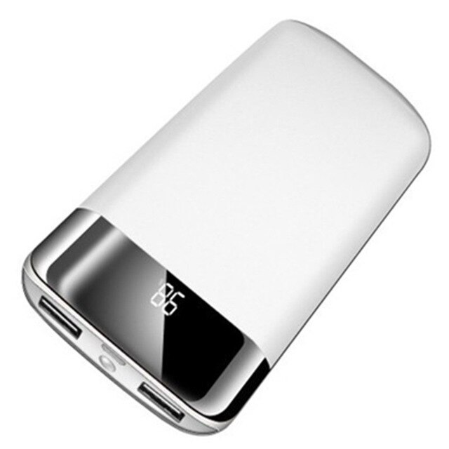50000mah Power Bank External Battery PoverBank 2 USB LED Powerbank Portable Mobile phone Charger for Xiaomi MI iphone 8 X Huawei: White