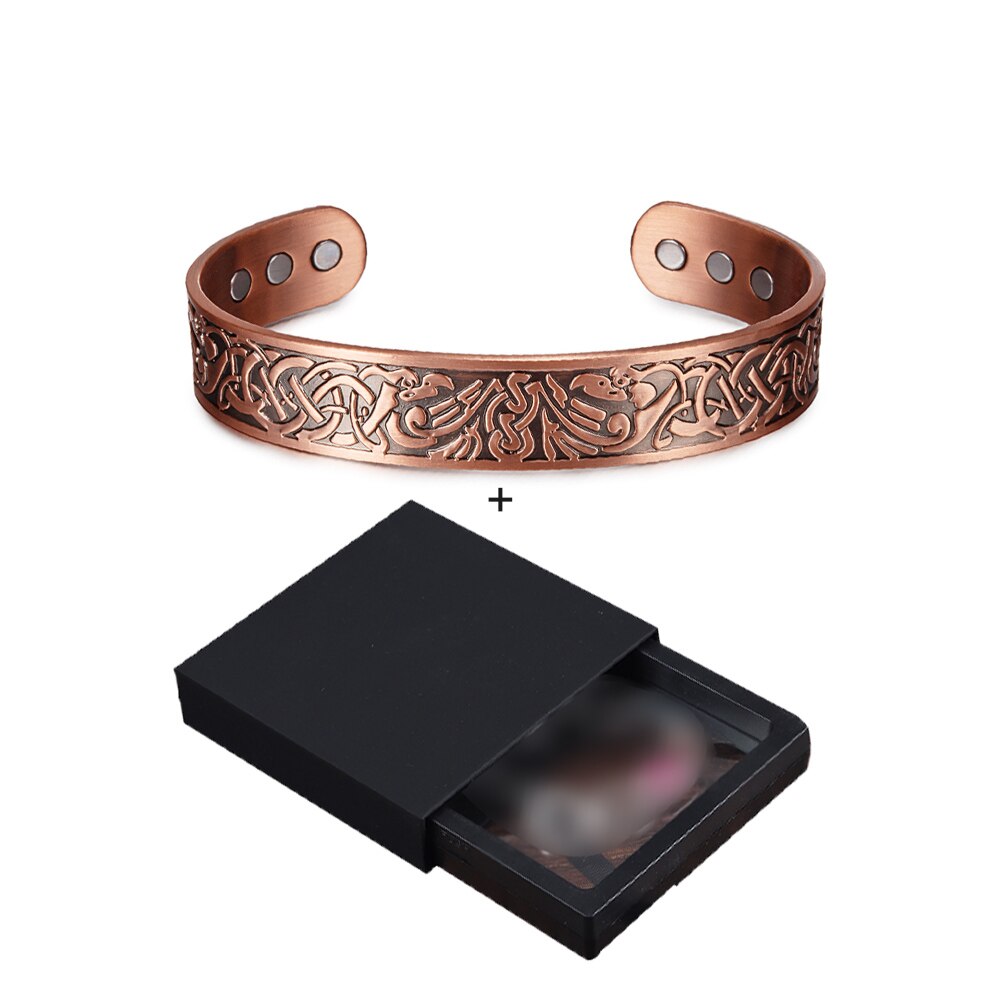 Viking Magnetische Puur Koperen Armband Mannelijke Vegvisir Verstelbare Energie Magnetische Armband Voordelen Polsband 15Mm Mannen Armbanden: viking box
