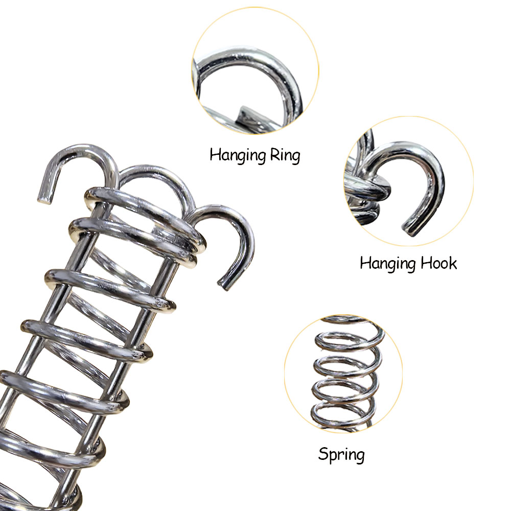 4/6Pcs Camping Tent Wind Rope Spring Buckle Tent Tensioner Camping Deck Pegs with Carabiner Clips Awning Tightener Fixed Hook