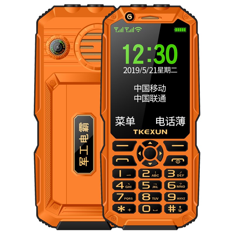 Tkexun  q8a ondersteunt wifi-mobiele telefoon met drukknop en powerbank, analoge 3.0 inch mobiele telefoon met dubbele zaklamp en grote stemcel