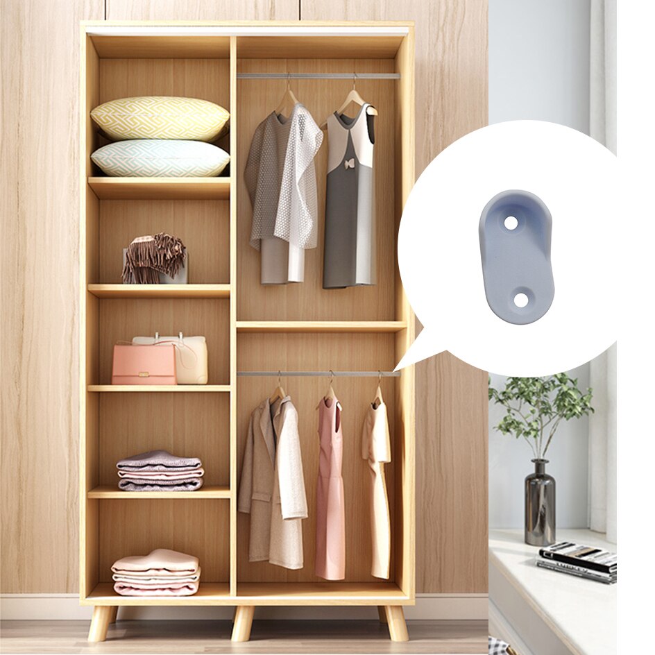 20X17mm Oval Closet Rod End Supports Furniture Hardware Accessories Wardrobe Tube Support Bracket Clothes Hanging Rod Holder