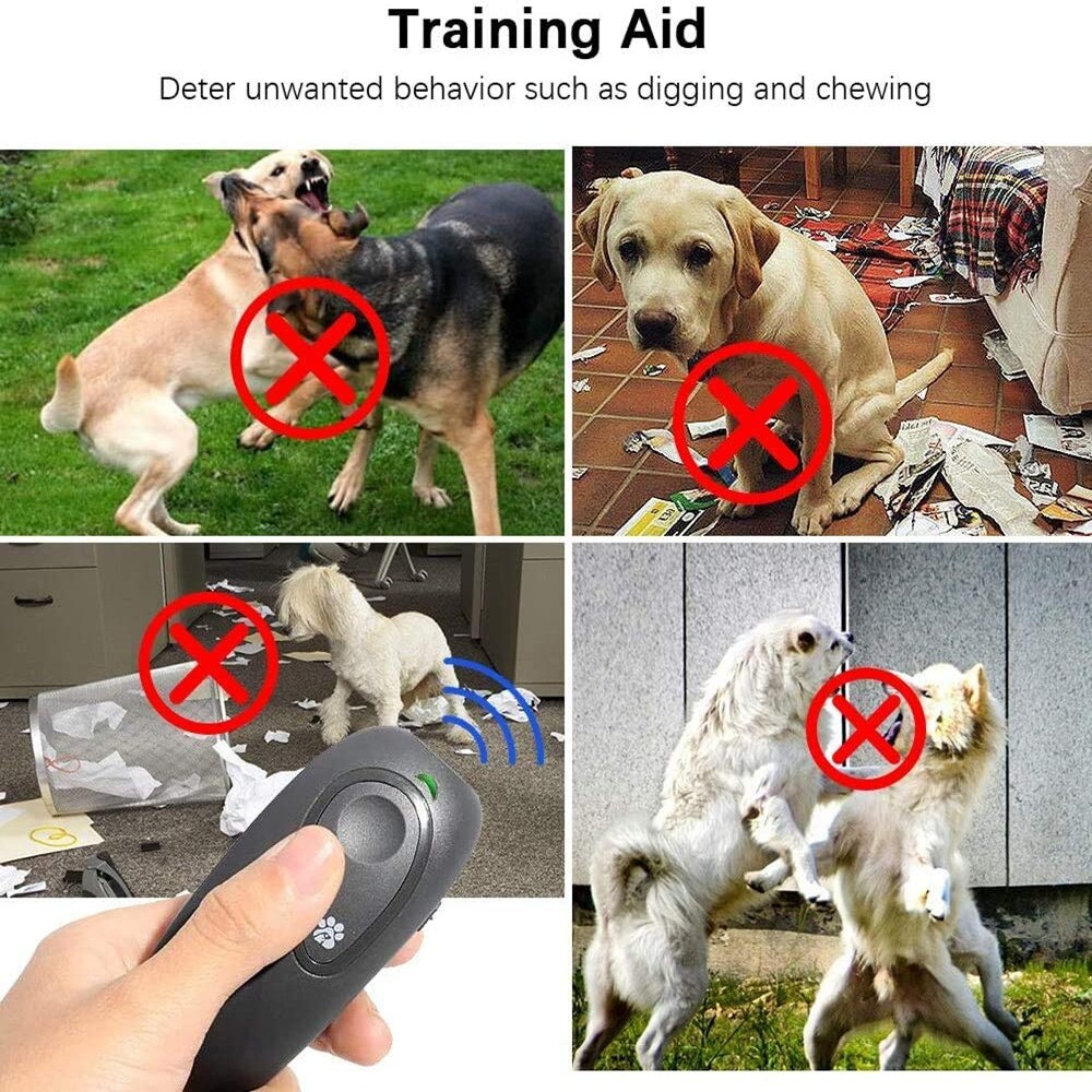 Ultrasonic Dog Bark Control Device 2 in 1 Adjustable Frequency Dog Barking Control Devices Handheld Dog Training Behavior Device