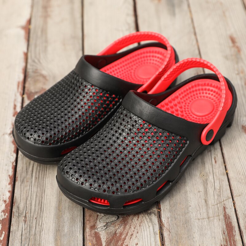 Uomini Piscina Sandali di Estate Scarpe Da Spiaggia All'aperto degli uomini Slip On Zoccoli Giardino Casual Doccia Con Acqua Pantofole: black / 10.5