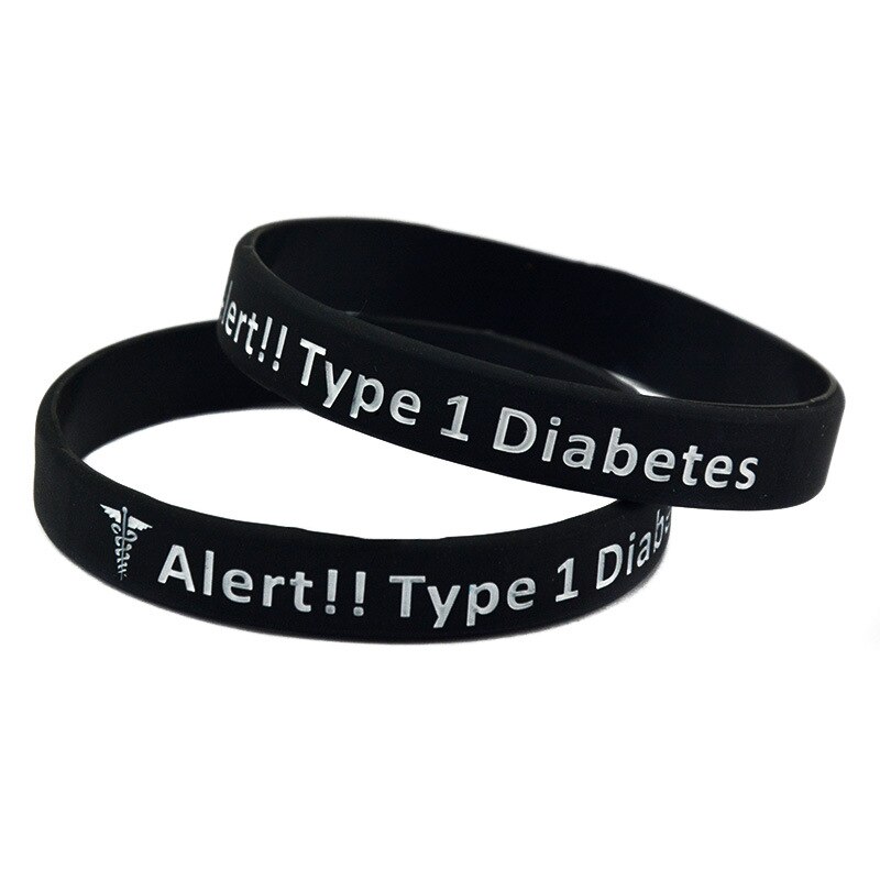 Typ 1 Diabetes Silikon Armbinde Typ 1 Diabetes Warnung Wort Hand Band Armbinde