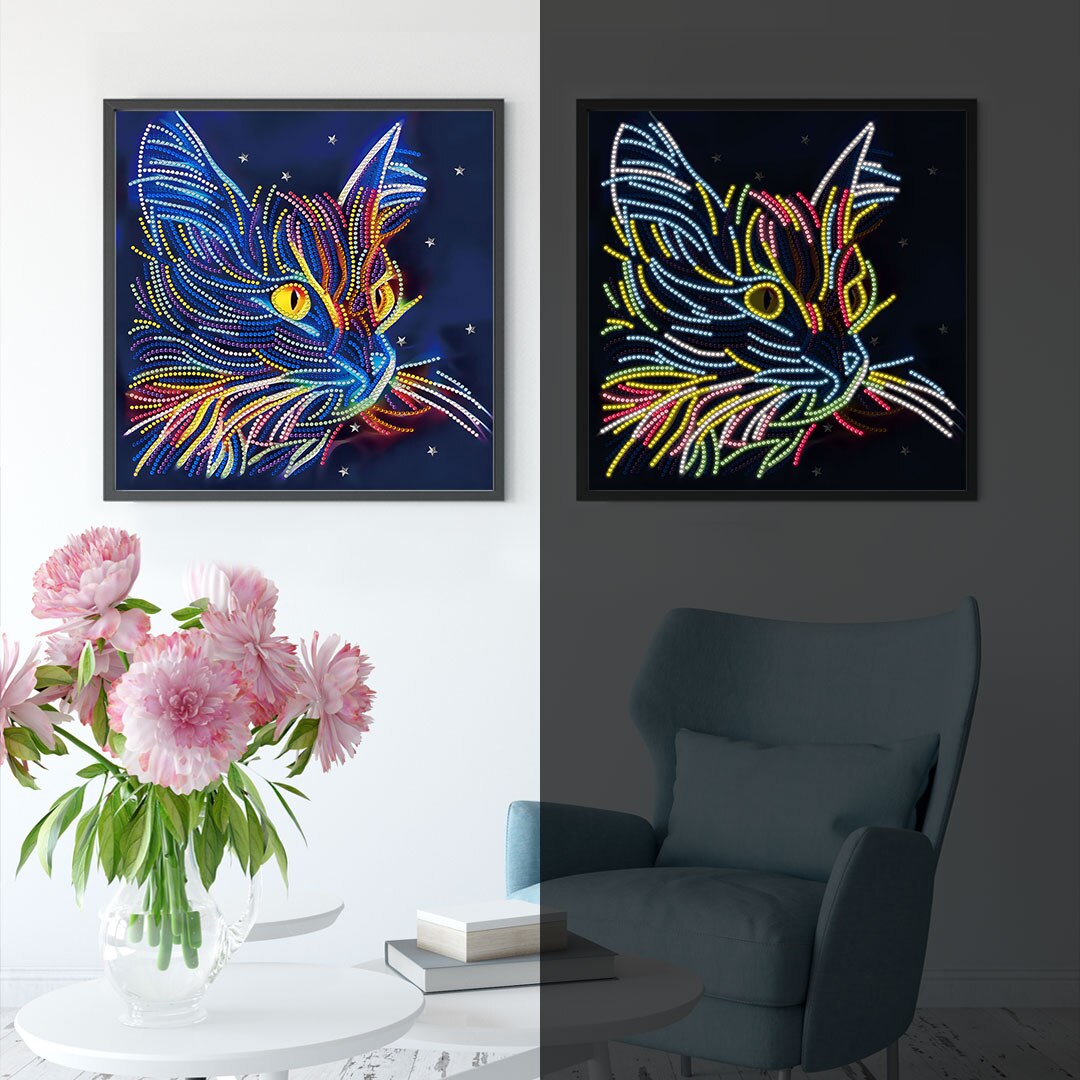 5D Luminous Diamond Painting Butterfly Night Animal Kits for Adults Kids Glow in The Dark Beads Diamond Art Painting Pictures: 04