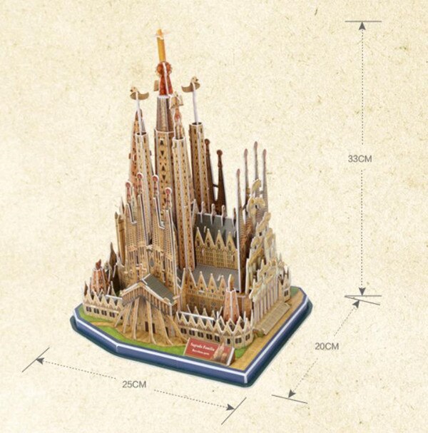 Kerk Kathedraal Templo de la Sagrada Familia Barcelona Spanje 3D Puzzel Model