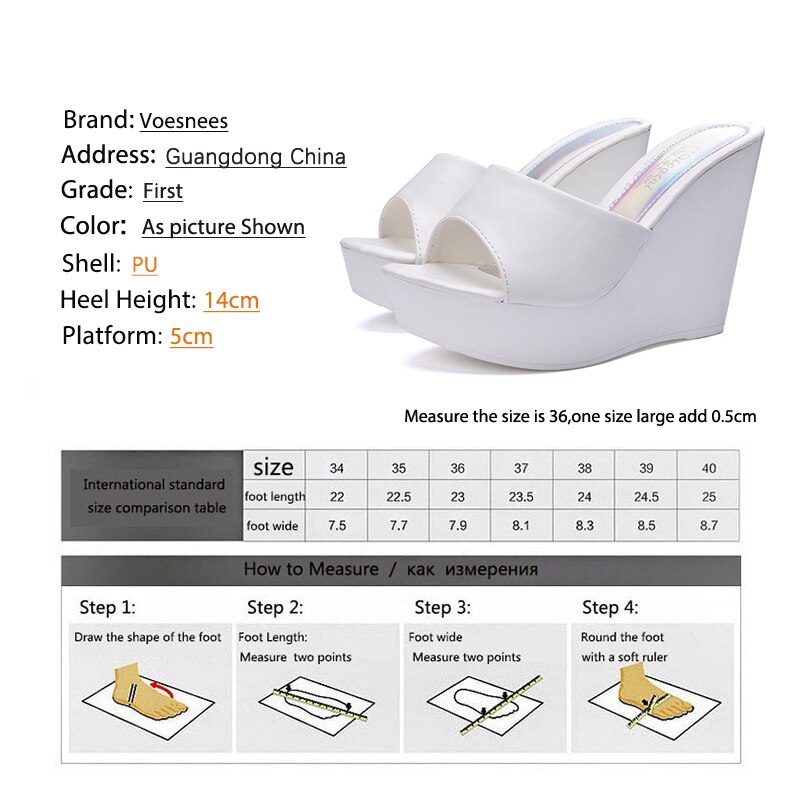 Kvinner tøfler sko høye hæler 13.5cm plattform flokk kiler tøfler svart hvit flat plattform dame sko strand sko