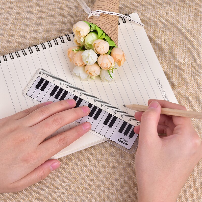 1pc Cute 15cm Musical Notes Piano Keyboard Plastic Straight Rulers Bookmark School Student Drawing Sketch Stationery