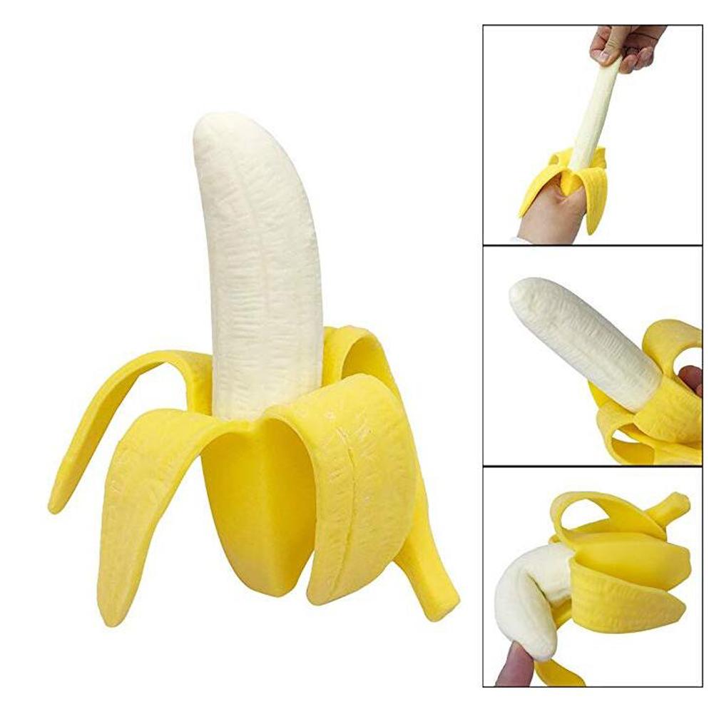 1Pcs Grappige Banaan Stretchy Squeeze Simulatie Voedsel Fruit Decomprimeren Stress Verlichten Leuk Speelgoed Cadeau