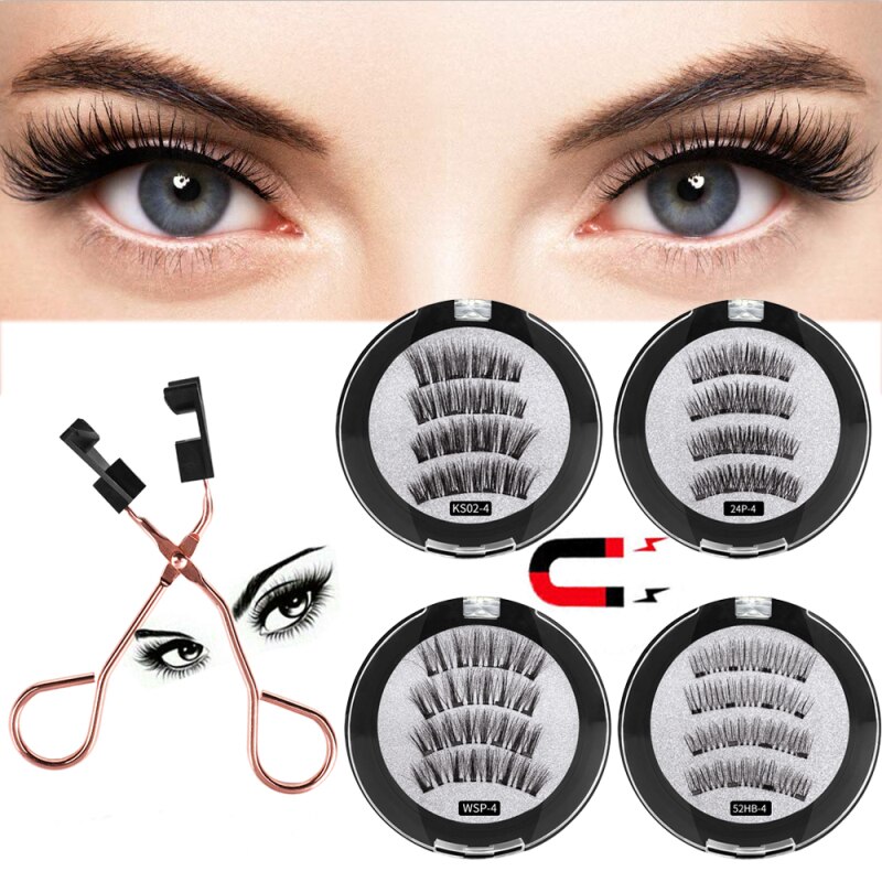 Shozy – faux cils magnétiques 3D avec 3 aimants, faits à la main, naturels, avec boîte