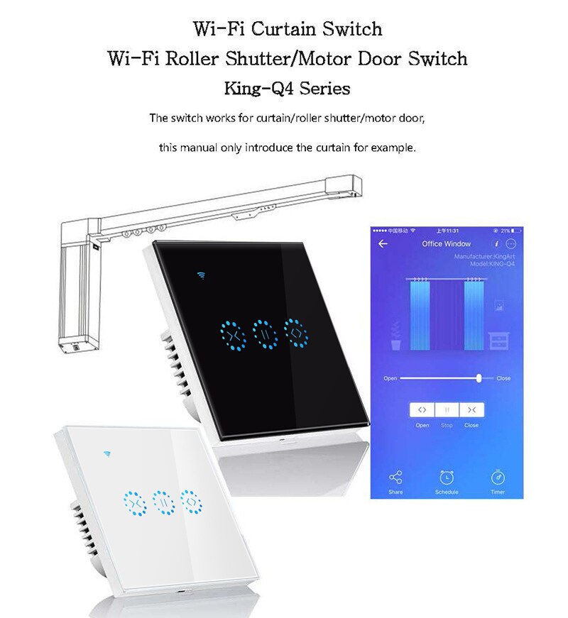 Smart Home-persianas enrollables con WiFi para el hogar, controlador por voz para Smart Life, Tuya, Alexa y Google Home