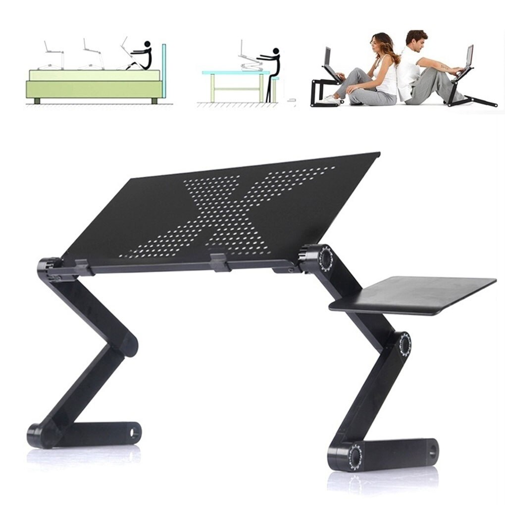 Adjustable Laptop Desk Stand Portable Metal Ergonomic Lap Desk For TV Bed Sofa PC Notebook Table Desk Stand With Mouse Pad