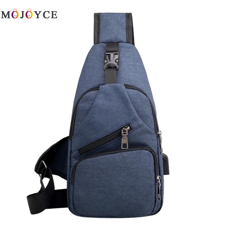 Sac de voyage en toile multifonction pour homme, sacoche de poitrine, chargeur USB, à bandoulière, sac à main pour téléphone: Dark Blue