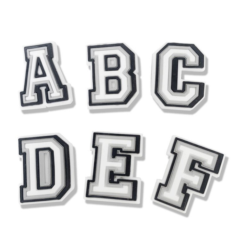 Serie de letras para zapatos de PVC, abalorios de dibujos animados, decoración del alfabeto, accesorios para zapatos, hebilla de cocodrilo, para niños, jibz, 1 ud.