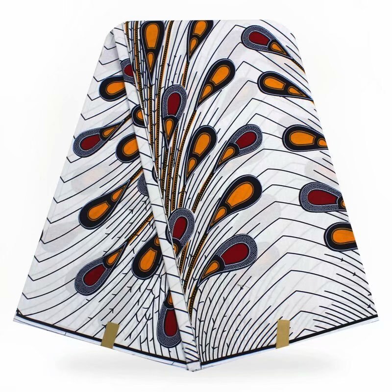 ESEWING Ankara African Wax Print Fabric 100% Cotton 6 Yards Sewing Material For Dress Ghana Nigeria Wax Fabric 27