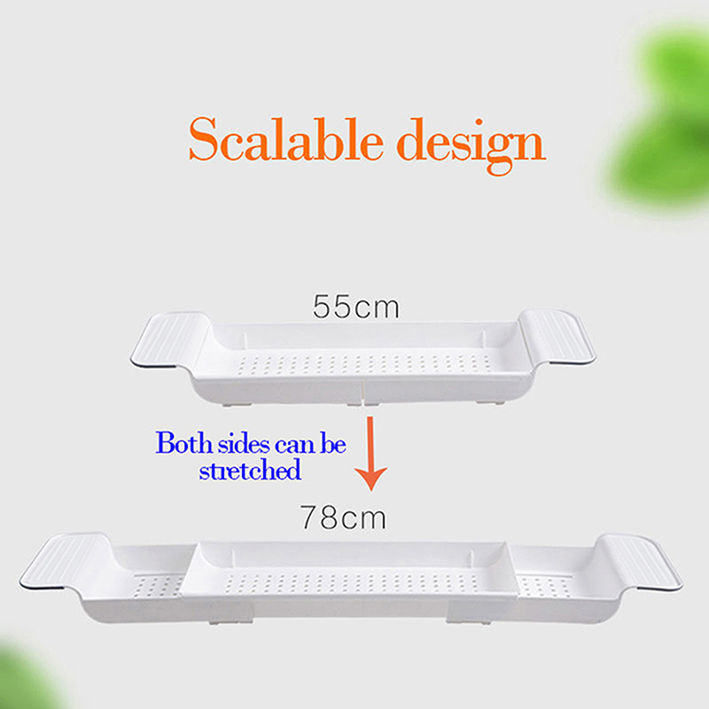 Bathtub Tray Retractable Multifunctional Bath Shelf Expandable Bathtub Caddy Plastic Storage Rack Book Wine Phone Organizer