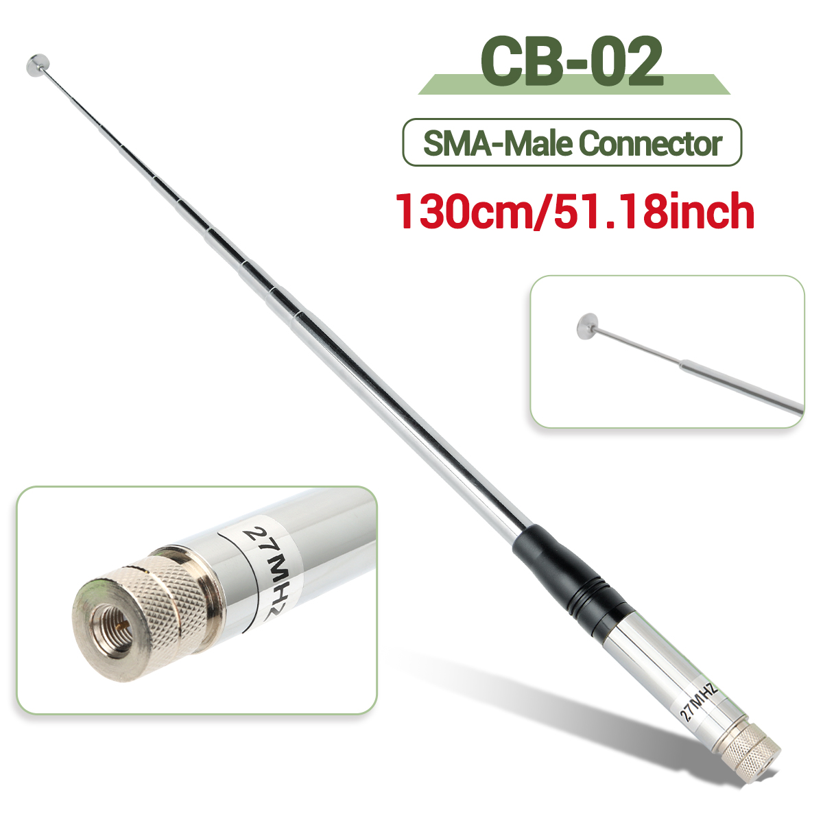 Antena telescópica cb 27mhz sma fêmea/macho/bnc para radtel RT-860 RT-880 radio UV-88 UV-98 plus quansheng UV-K5(8) rádio tk11