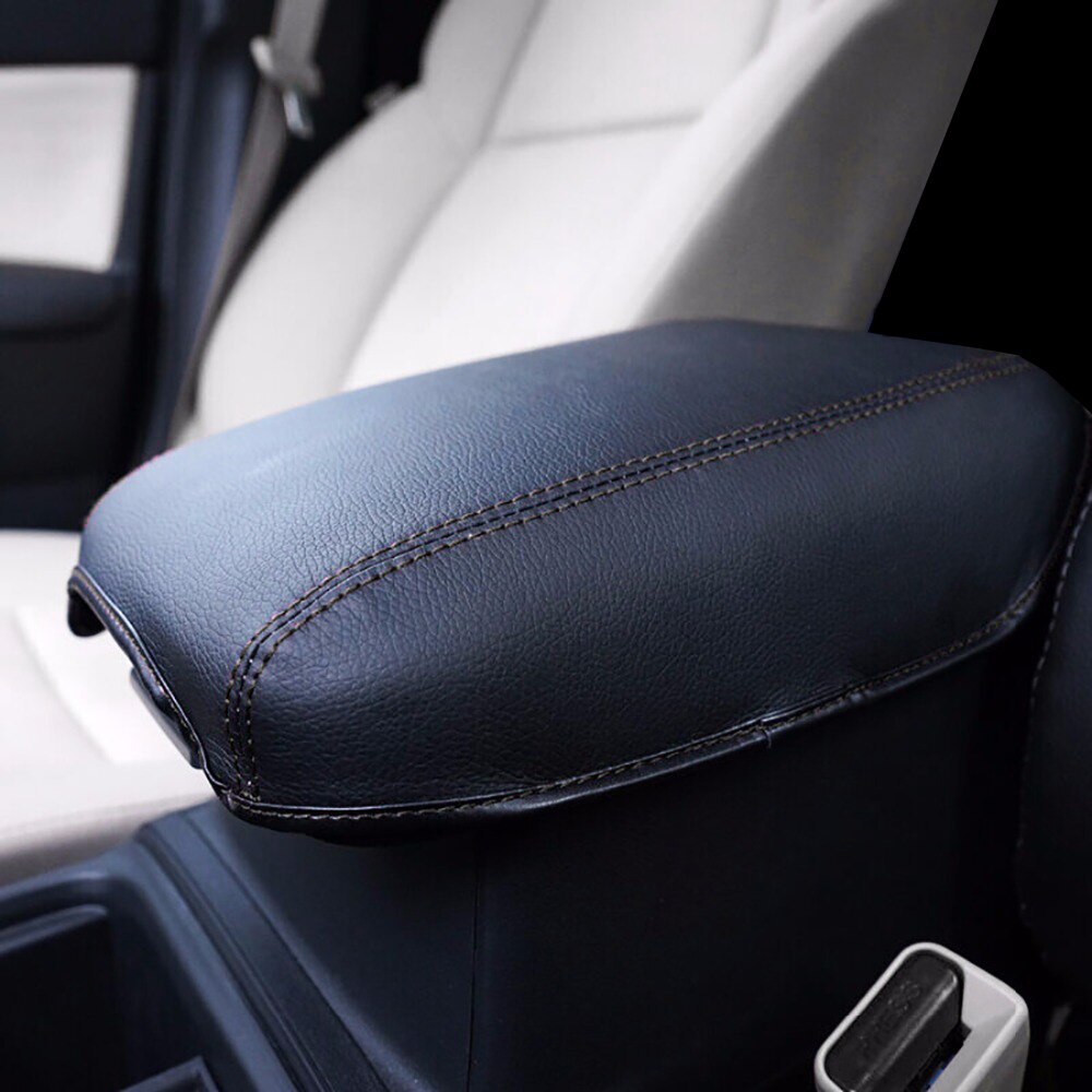 Car Armrest Cover For CRV PU Leather Red/Black Stitches Car Armrest Central Console Cover For Honda CRV