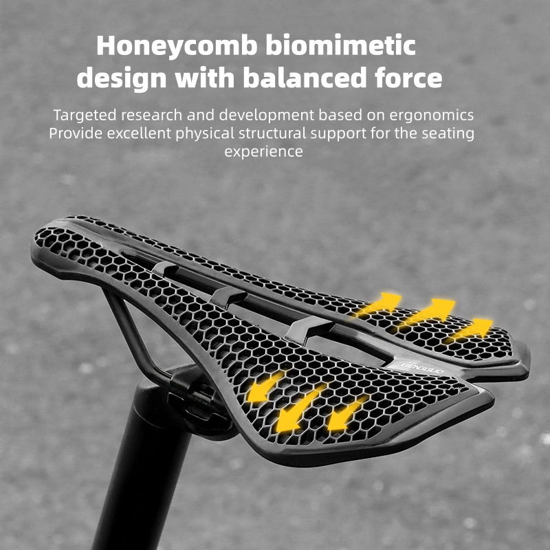 Fiets 3D-zadel Honingraat schokabsorberende zitting Hol ademend kussen Comfortabele racefietsuitrusting