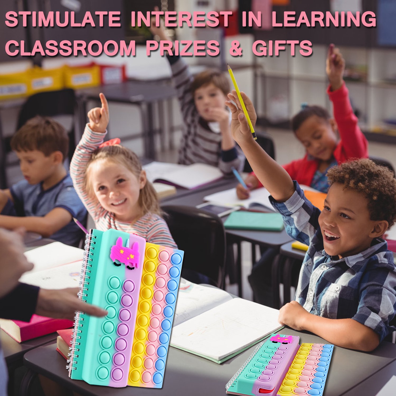 Zabawki typu denerwować poputs zeszyt i piórnik zestaw bańka zeszyt zabawki poput notebooki tęcza naciskać bańka trzaskać gra SYMOMOK