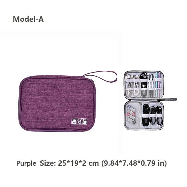 Odporne na wstrząsy elektroniczne akcesoria podróżne torba cyfrowa torebka na słuchawki gadżety etui Power Bank kabel do ładowarki USB Organizer: Purple Model A