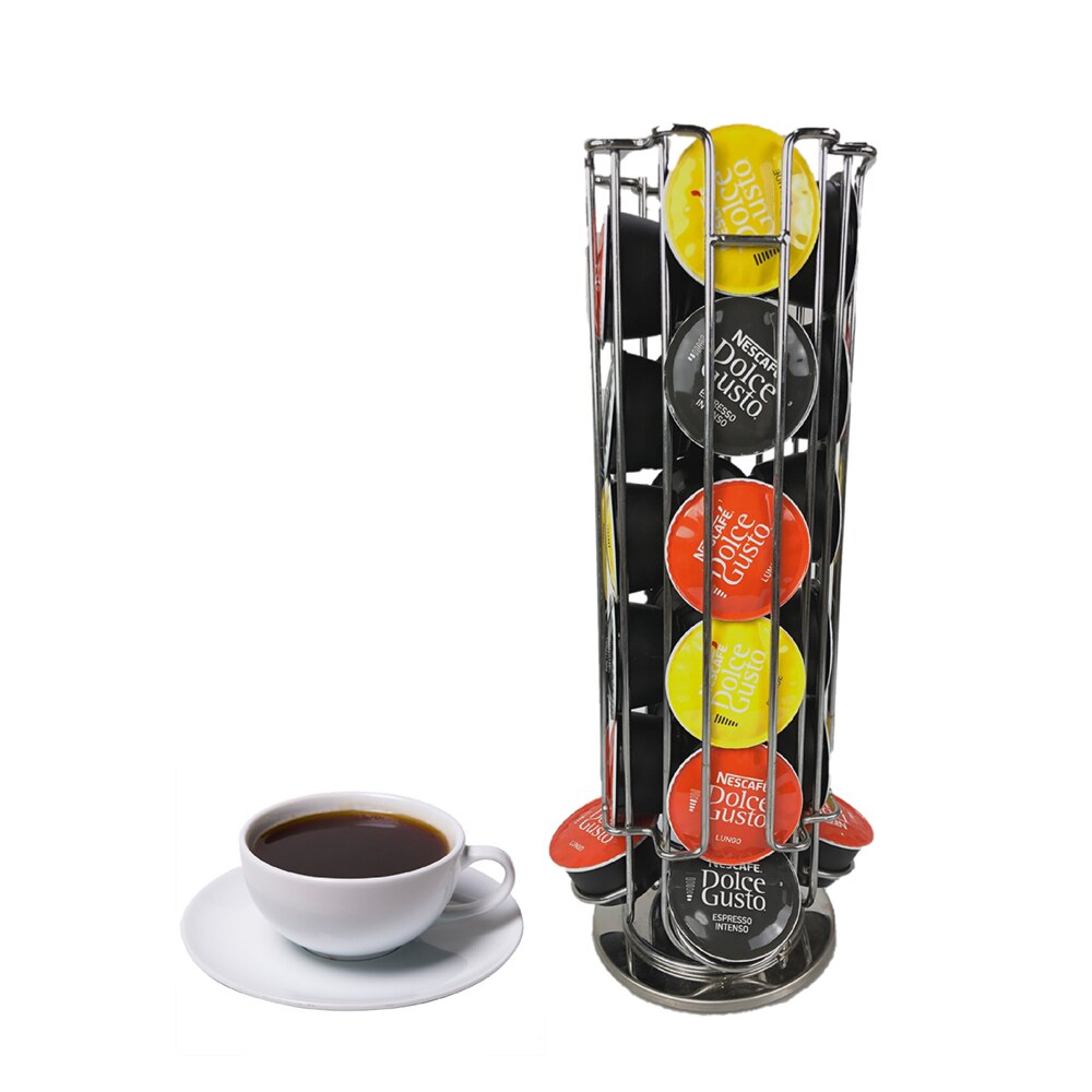Coffee Pods Holder Plating Stand Coffee Capsule Storage Rack Dolce Gusto Capsule Rotating 24 Capsule Coffee Pod Holder