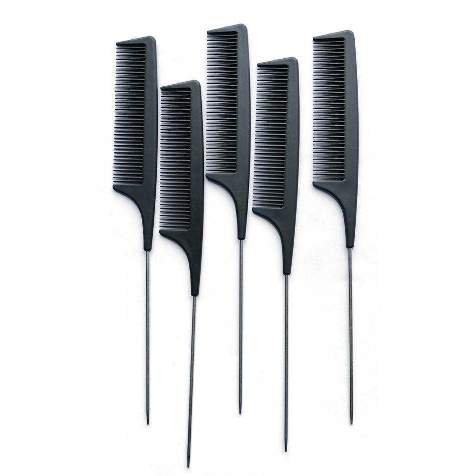 Isheeny metall stift svans kammar salong hår kam svart råtta för styling frisör utjämning kam kam för klippning