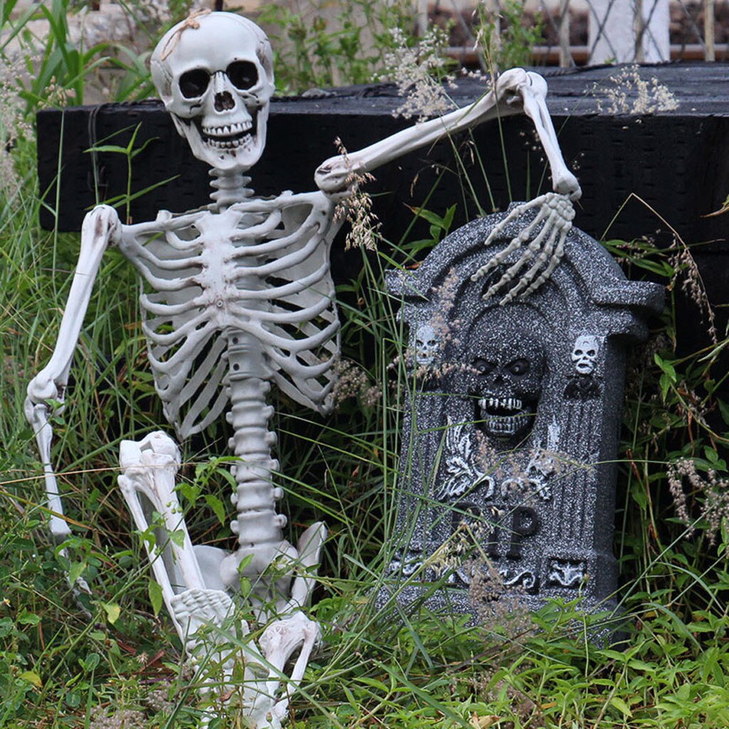 Halloween Party Skeleton Yard Garden Decoratie Full Size Menselijke Schedel Skelet Anatomisch Halloween Paties Gruwelijke Prop