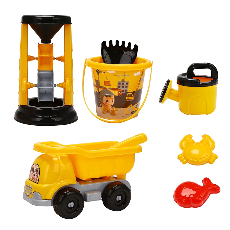 Beach Toy Set Beach Sand Toys Playset For Kids Outdoor Sandbox Toys Includes Waterwheel Beach Buggy Bucket Watering: Default Title