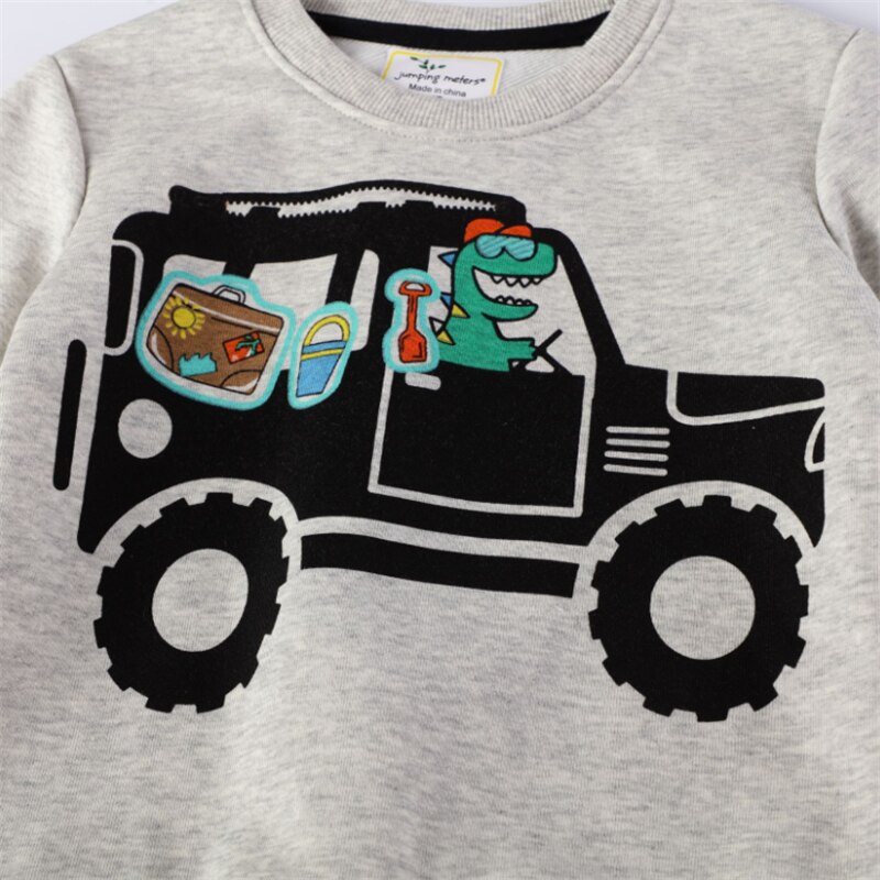 Springen Meter Aankomst Katoenen Baby Sweatshirts Met Dinosaurussen Applique Streep Jongens Meisjes Tops Peuter Sport Kleding