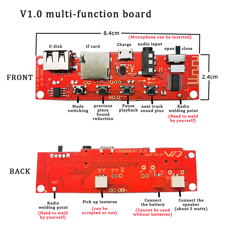 Multifunctionele Bluetooth Audio Printplaat Bluetooth Module Versterker Board Diy Bluetooth Module Mltifunctionele Lantaarn