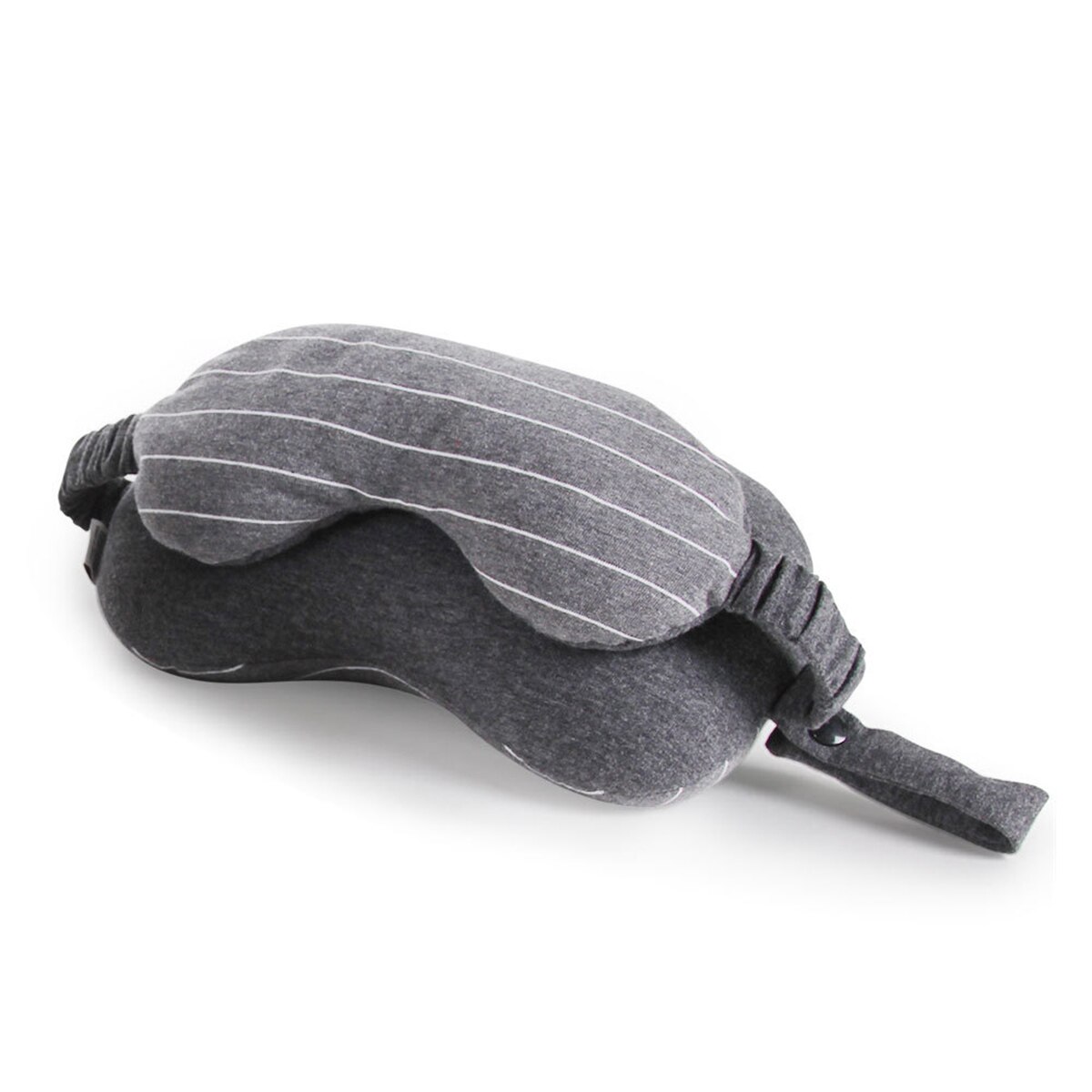 2 in 1 Multi-Function Travel Neck Pillow Eye Mask Storage Bag Portable Handle Adjustable Washable Pillow for Airplane Office: dark grey
