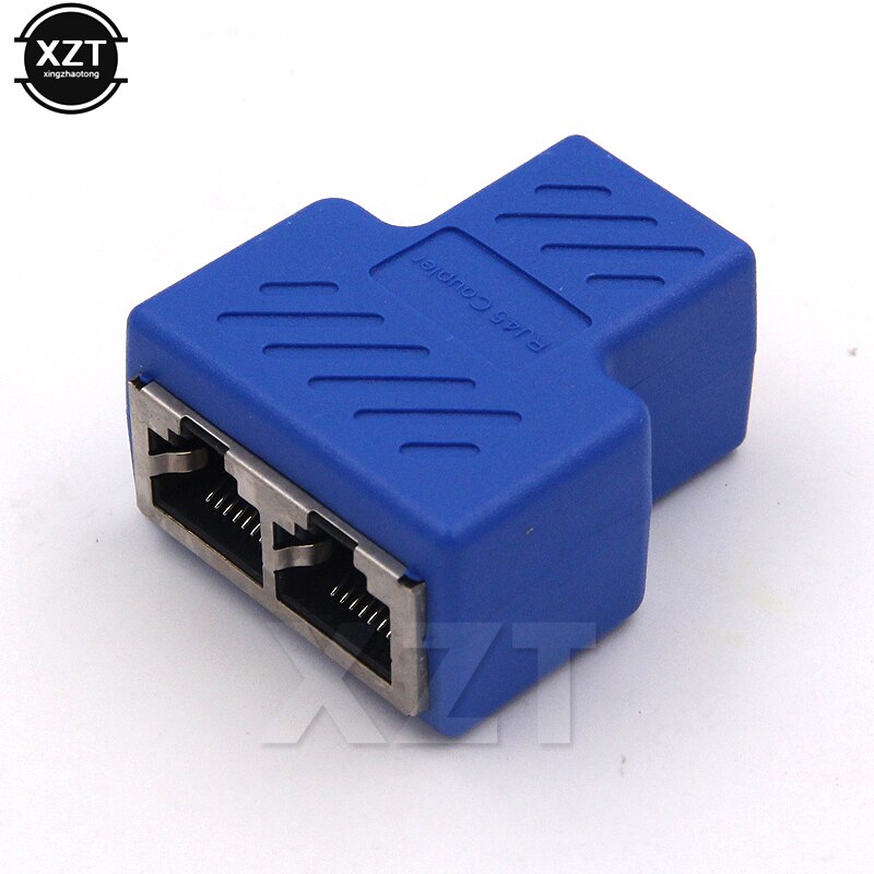 1 Naar 2 Manieren Netwerk Lan Kabel Ethernet Vrouwelijke Cat6 RJ45 Splitter Connector Adapter Utp Cat7 5e Conector Schakelaar Adapters koppeling: Blauw