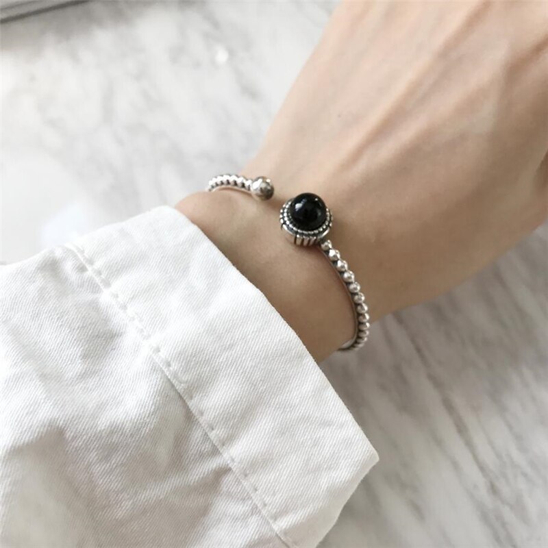 Sole Memory Retro Personality Versatile Simple Opal 925 Sterling Silver Female Resizable Bracelets SBR162