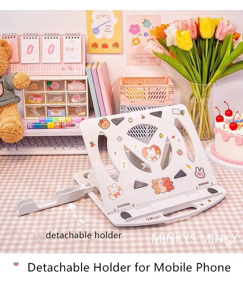 Minkys 360 grad drehbarer, faltbarer laptophalter, verstellbarer pad-ständer, tablet-pc-halter, 2 stück diy-aufkleber