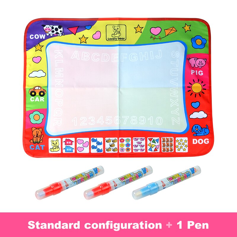 Esterilla de dibujo de agua mágica para niños, 80*60CM, juguetes digitales para niños, dibujo de agua, tablero de pintura de letras, juguete educativo para niños: 3pen