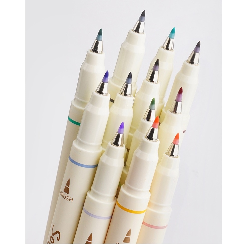 3pcs Four Season Colors Soft Brush Sign Pen Set Fine Tip Liner Drawing Calligraphy Hand Lettering Paint School Art F335