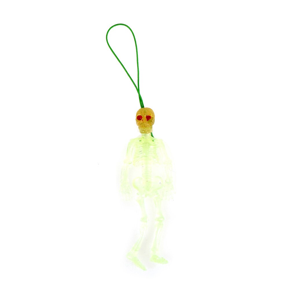 2 stks/partij mini Lichtgevende Glow In The Dark Skeleton Opknoping Decoratie Rubber scaryskull speelgoed