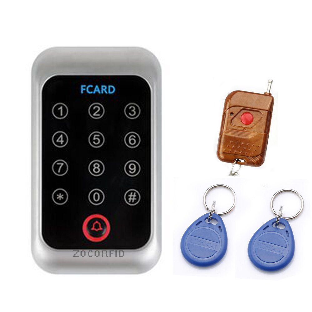 FC-393E 125KHZ Metal shell touch keyboard Rfid Access Control Keypad With 1000 Users+ 10 Key Fobs +1 remote controller